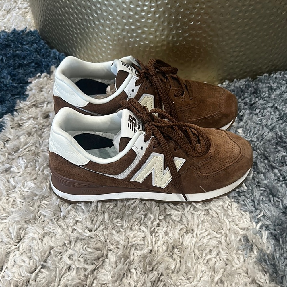 New Balance Brown Suede 574 Sneakers - Picture 3 of 9